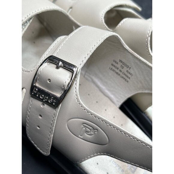 Propét Womens Beige Leather Adjustable Sandals Size 10 S (4A) Narrow Fit - Picture 9 of 9